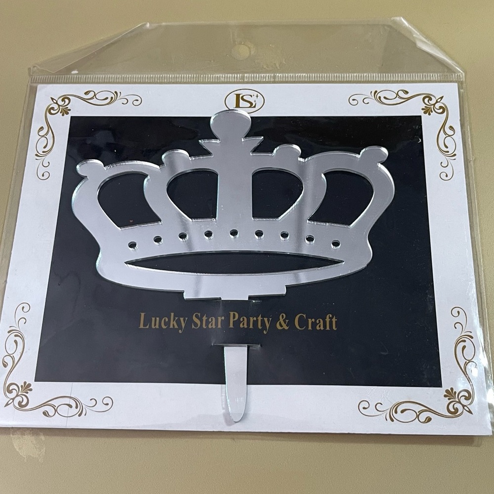 NWT Royal Crown  Mirrored Acrylic Cake Topper